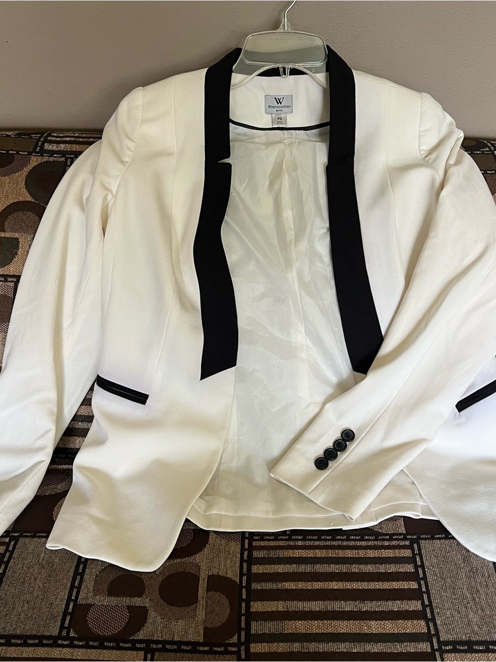 Worthington Cream Blazer with Black Trim